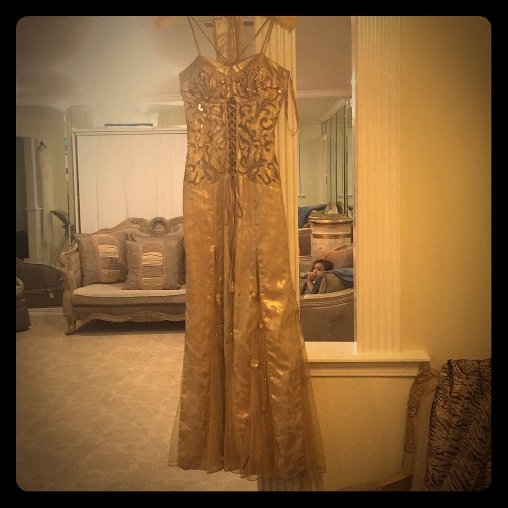 Gold party dress